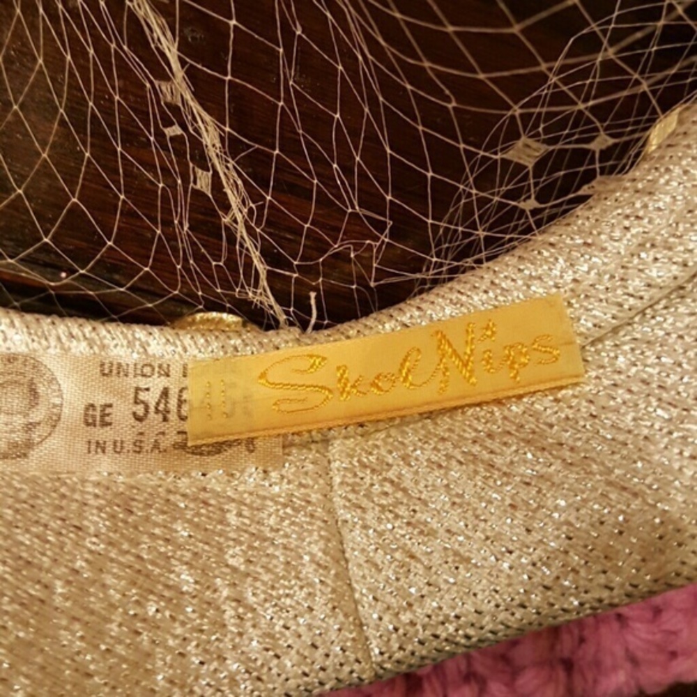 SKOL NIPS  SILVER GOLD PENNY SEQUINS GATSBY HAT Netting‎ Union Made - Picture 4 of 4